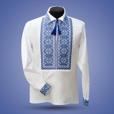 Embroidered shirt "Cossac" blue